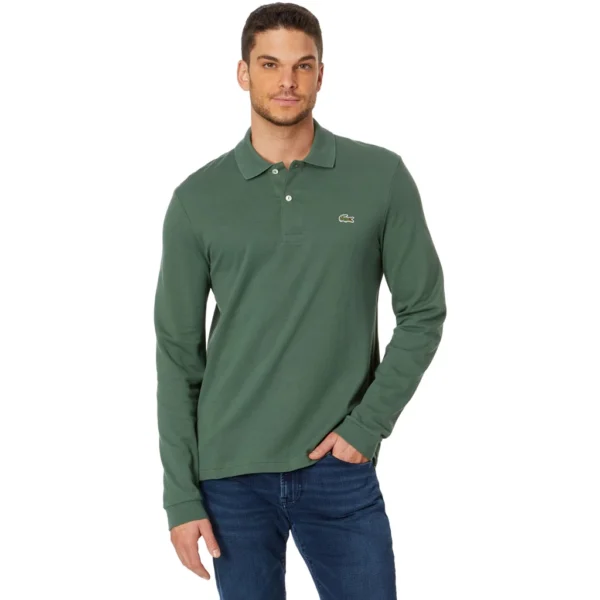 Lacoste Men's Classic Long Sleeve Pique Polo Shirt, Sequoia