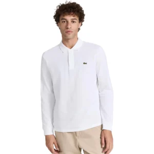 Lacoste Men's Classic Long Sleeve Pique Polo Shirt, White