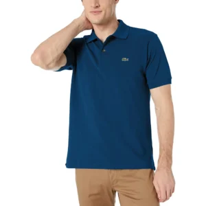 Lacoste Men's Legacy Short Sleeve L.12.12 Pique Polo Shirt, Raffia Matting Blue