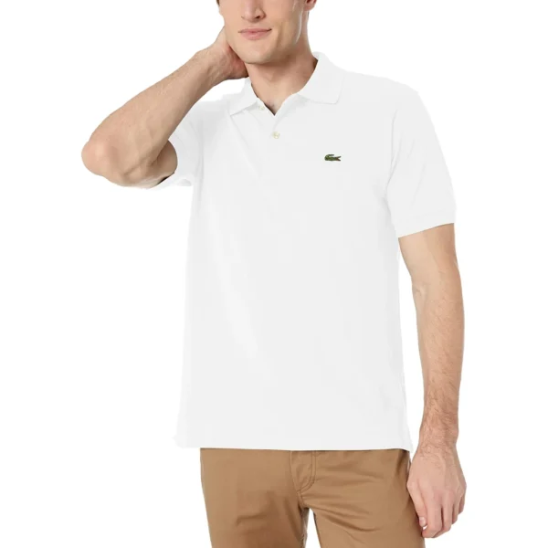 Lacoste Men's Short Sleeve L.12.12 Pique Polo Shirt, White