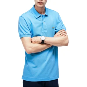 Lacoste Men's Short Sleeve Pima Jersey Interlock Regular Fit Polo, Argent Blue