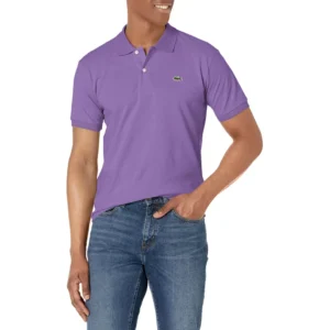 Lacoste Men's Short Sleeve Pima Jersey Interlock Regular Fit Polo, Bardane Purple