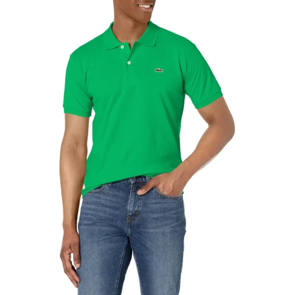 Lacoste Men's Short Sleeve Pima Jersey Interlock Regular Fit Polo, Calathea Green