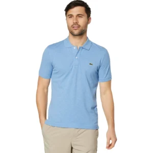 Lacoste Men's Short Sleeve Pima Jersey Interlock Regular Fit Polo, Heather Thermal