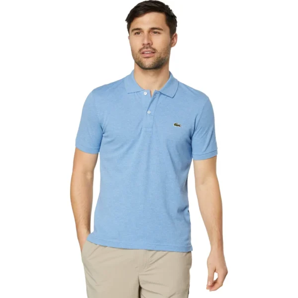 Lacoste Men's Short Sleeve Pima Jersey Interlock Regular Fit Polo, Heather Thermal