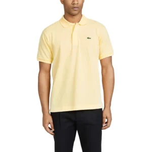 Lacoste Men's Short Sleeve Pima Jersey Interlock Regular Fit Polo, Napolitan Yellow