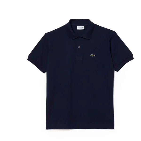 Lacoste Men's Short Sleeve Pima Jersey Interlock Regular Fit Polo, Navy Blue