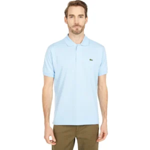 Lacoste Men's Short Sleeve Pima Jersey Interlock Regular Fit Polo, Overview Blue