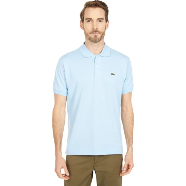 Lacoste Men's Short Sleeve Pima Jersey Interlock Regular Fit Polo, Overview Blue