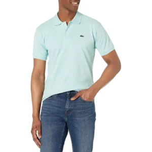 Lacoste Men's Short Sleeve Pima Jersey Interlock Regular Fit Polo, Pastille Mint