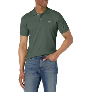 Lacoste Men's Short Sleeve Pima Jersey Interlock Regular Fit Polo, Sequoia