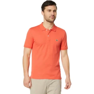 Lacoste Men's Short Sleeve Pima Jersey Interlock Regular Fit Polo, Watermelon