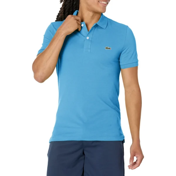 Lacoste Men's Slim Fit Petit Pique Cotton Polo, Argentine Blue