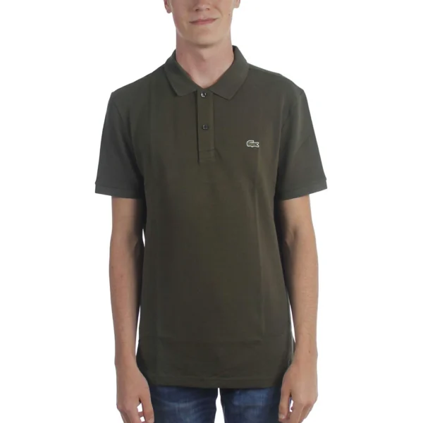 Lacoste Men's Slim Fit Petit Pique Cotton Polo, Baobab Green