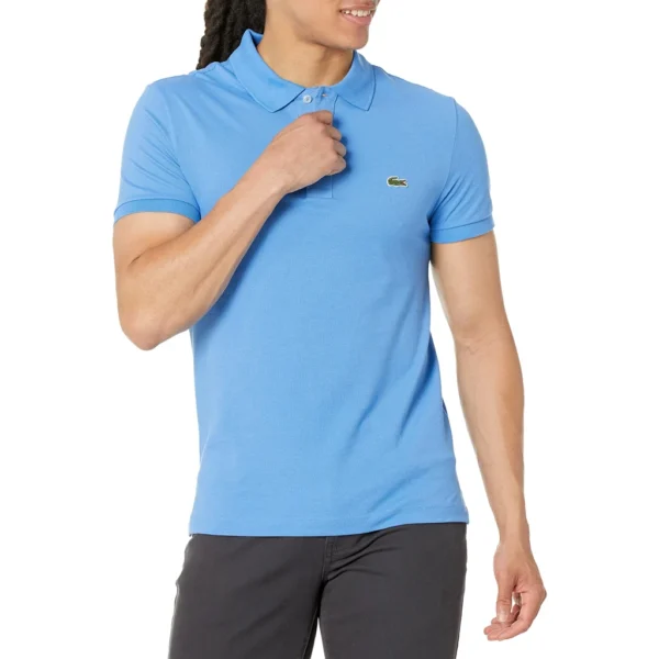 Lacoste Men's Slim Fit Petit Pique Cotton Polo, Bellflower Blue