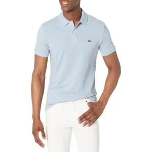 Lacoste Men's Slim Fit Petit Pique Cotton Polo, Cloud Blue