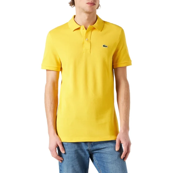 Lacoste Men's Slim Fit Petit Pique Cotton Polo, Cornmeal Yellow