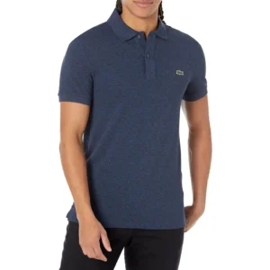 Lacoste Men's Slim Fit Petit Pique Cotton Polo, Dark Indigo Blue