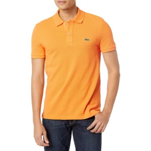 Lacoste Men's Slim Fit Petit Pique Cotton Polo, Lantern Orange