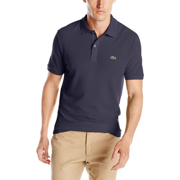 Lacoste Men's Slim Fit Petit Pique Cotton Polo, Navy Blue