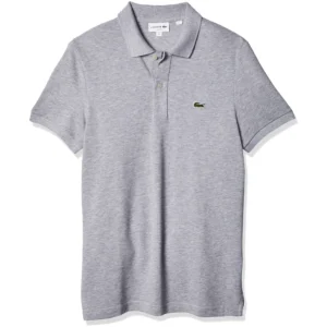 Lacoste Men's Slim Fit Petit Pique Cotton Polo, Silver/Grey Chine