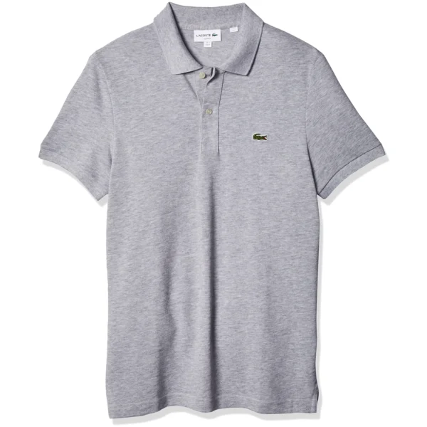 Lacoste Men's Slim Fit Petit Pique Cotton Polo, Silver/Grey Chine