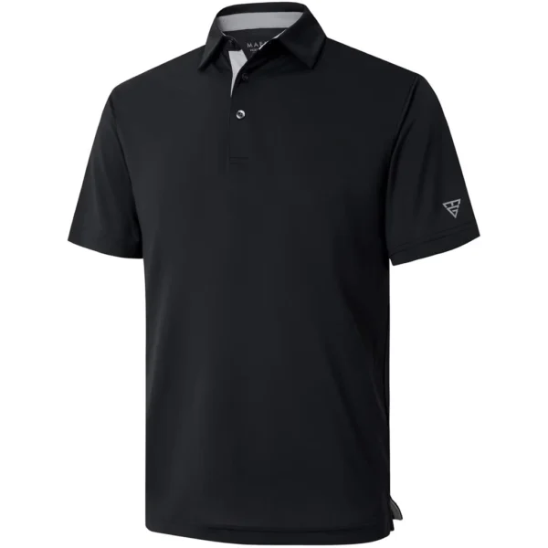 Maelreg Men's Solid Golf Shirt, Black