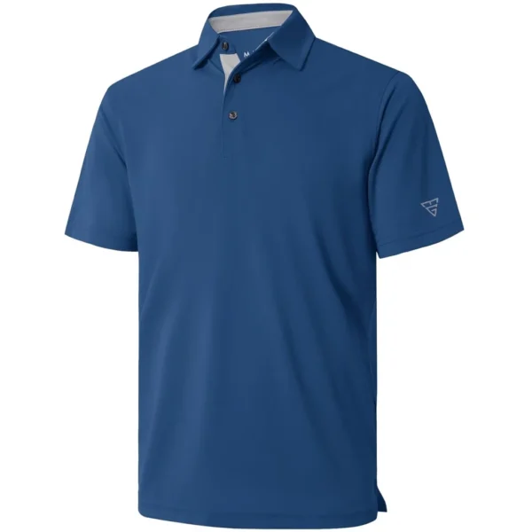 Maelreg Men's Solid Golf Shirt, Blue