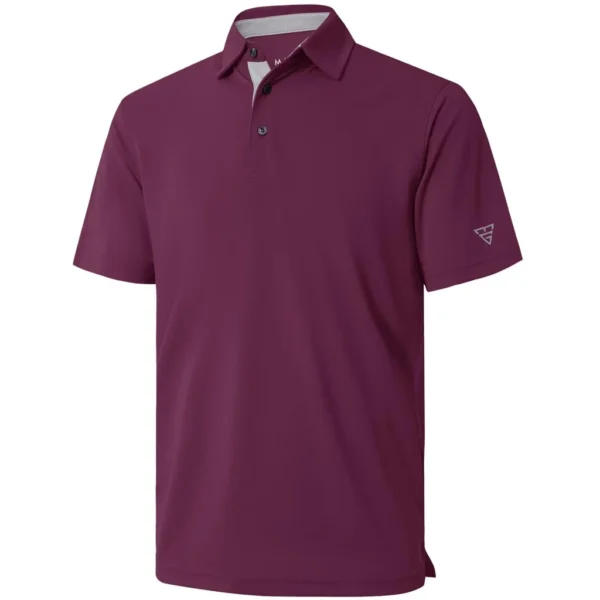 Maelreg Men's Solid Golf Shirt, Bordeaux Red