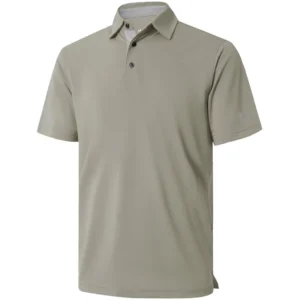 Maelreg Men's Solid Golf Shirt, Dark Khaki