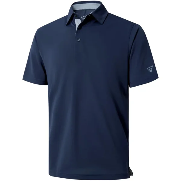 Maelreg Men's Solid Golf Shirt, Navy