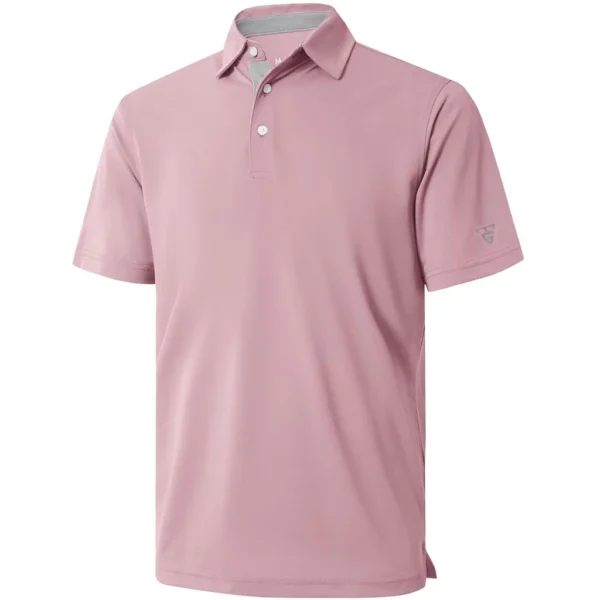 Maelreg Men's Solid Golf Shirt, Pale Pink