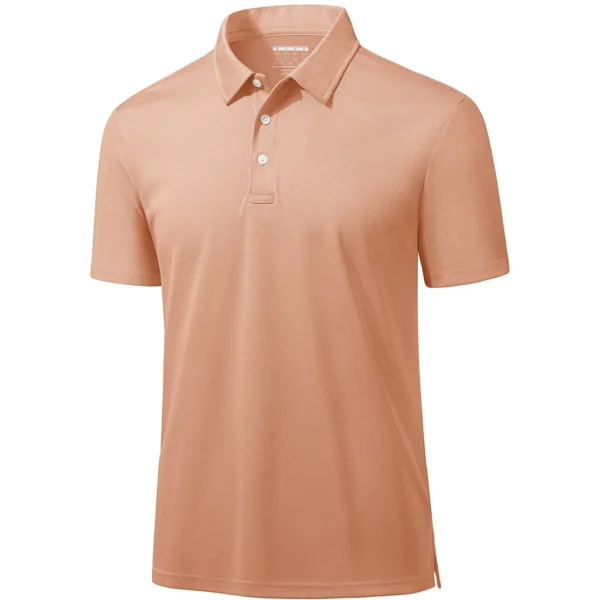 Magcomsen Men's 3 Button Pique Polo Shirt, Apricot