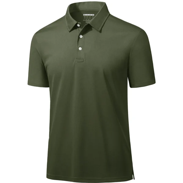 Magcomsen Men's 3 Button Pique Polo Shirt, Army Green