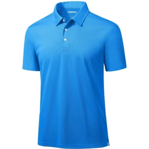 Magcomsen Men's 3 Button Pique Polo Shirt, Azure