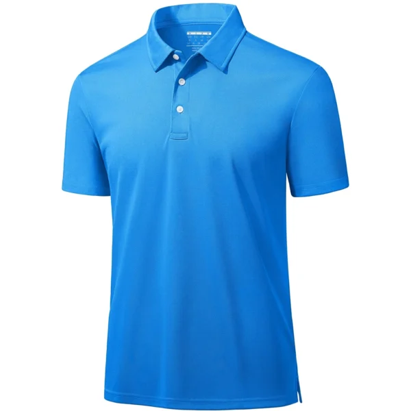 Magcomsen Men's 3 Button Pique Polo Shirt, Azure