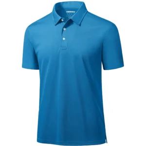 Magcomsen Men's 3 Button Pique Polo Shirt, Blue Green