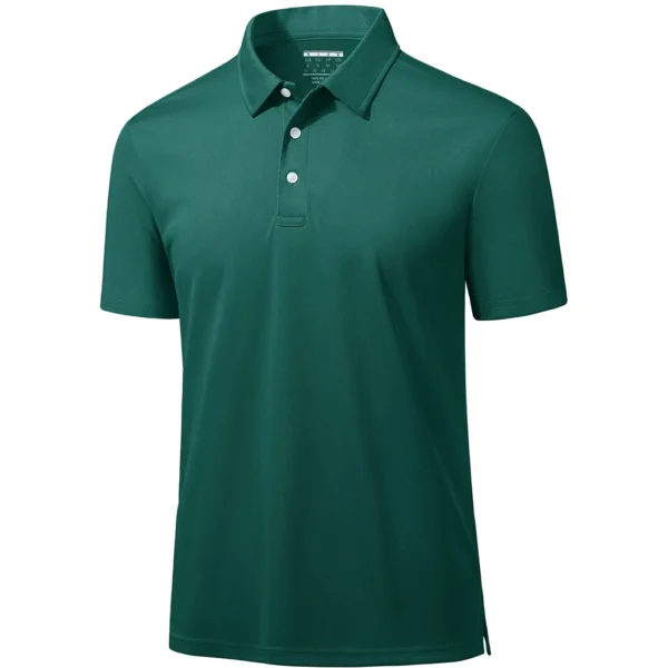 Magcomsen Men's 3 Button Pique Polo Shirt, Emerald Green