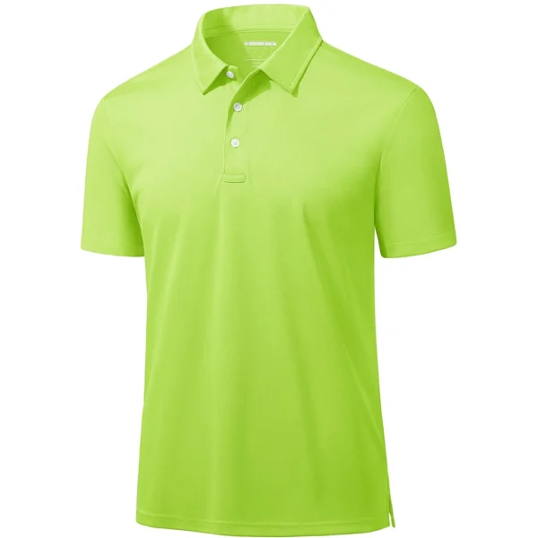 Magcomsen Men's 3 Button Pique Polo Shirt, Fluorescent Green