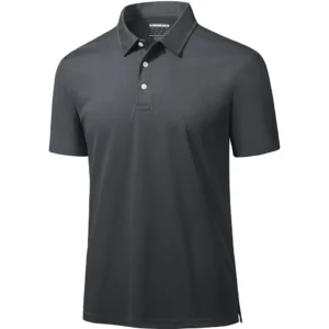 Magcomsen Men's 3 Button Pique Polo Shirt, Grey