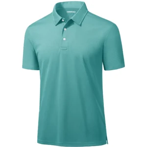 Magcomsen Men's 3 Button Pique Polo Shirt, Grey Green