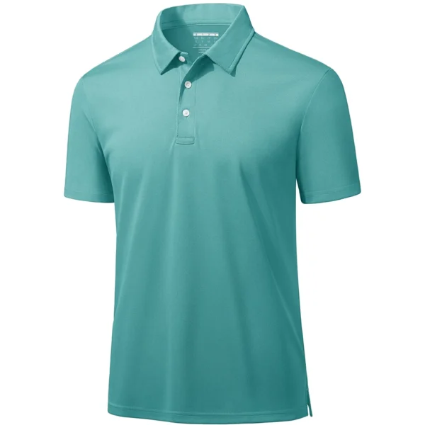 Magcomsen Men's 3 Button Pique Polo Shirt, Grey Green