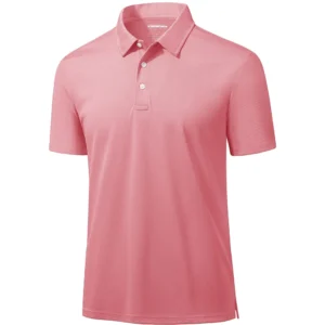 Magcomsen Men's 3 Button Pique Polo Shirt, Grey Pink