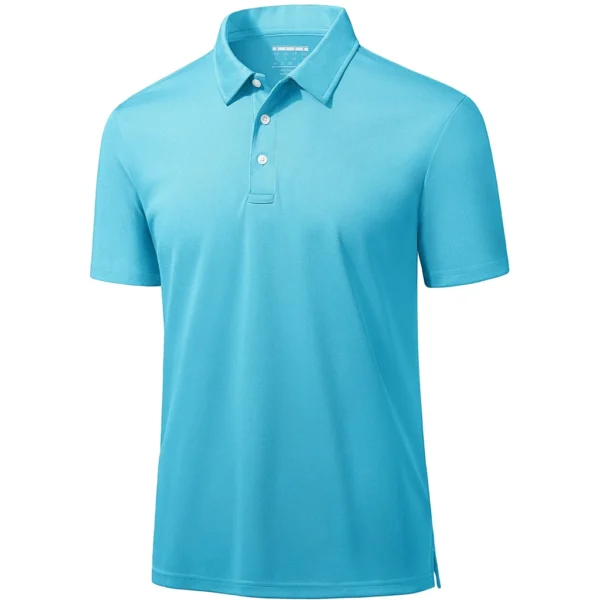 Magcomsen Men's 3 Button Pique Polo Shirt, Ice Blue