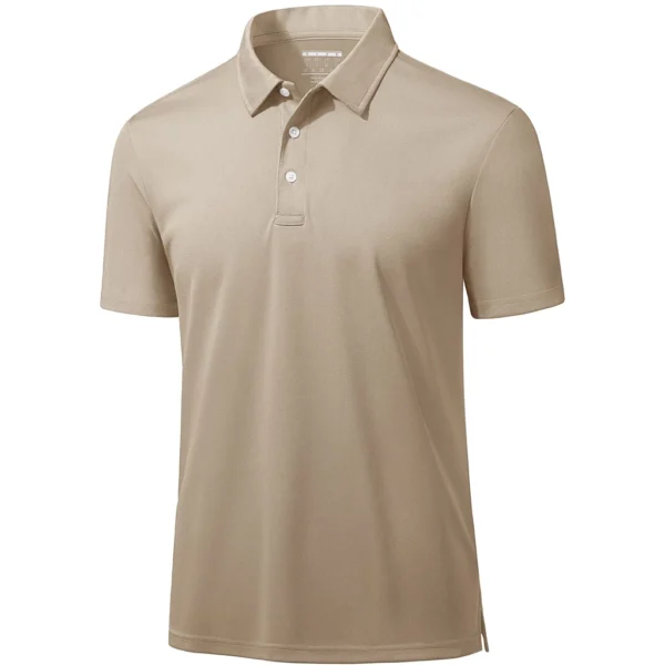 Magcomsen Men's 3 Button Pique Polo Shirt, Khaki