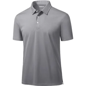 Magcomsen Men's 3 Button Pique Polo Shirt, Light Grey