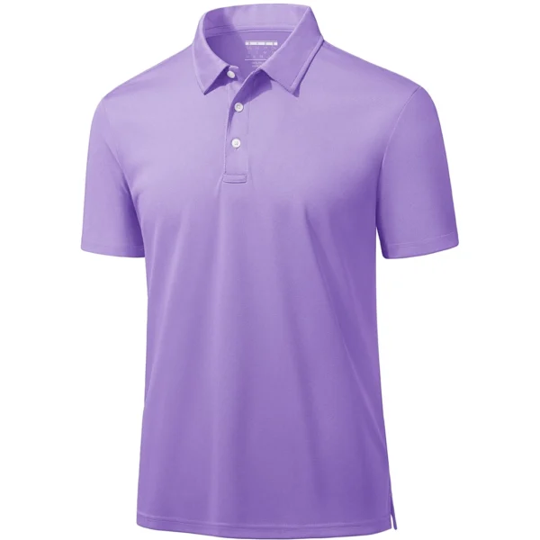 Magcomsen Men's 3 Button Pique Polo Shirt, Light Purple