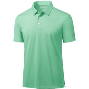 Magcomsen Men's 3 Button Pique Polo Shirt, Mint Green