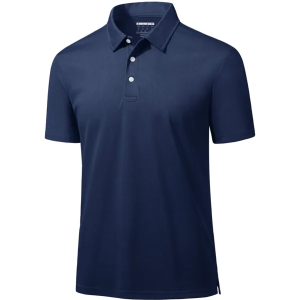 Magcomsen Men's 3 Button Pique Polo Shirt, Navy