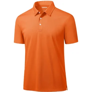 Magcomsen Men's 3 Button Pique Polo Shirt, Orange